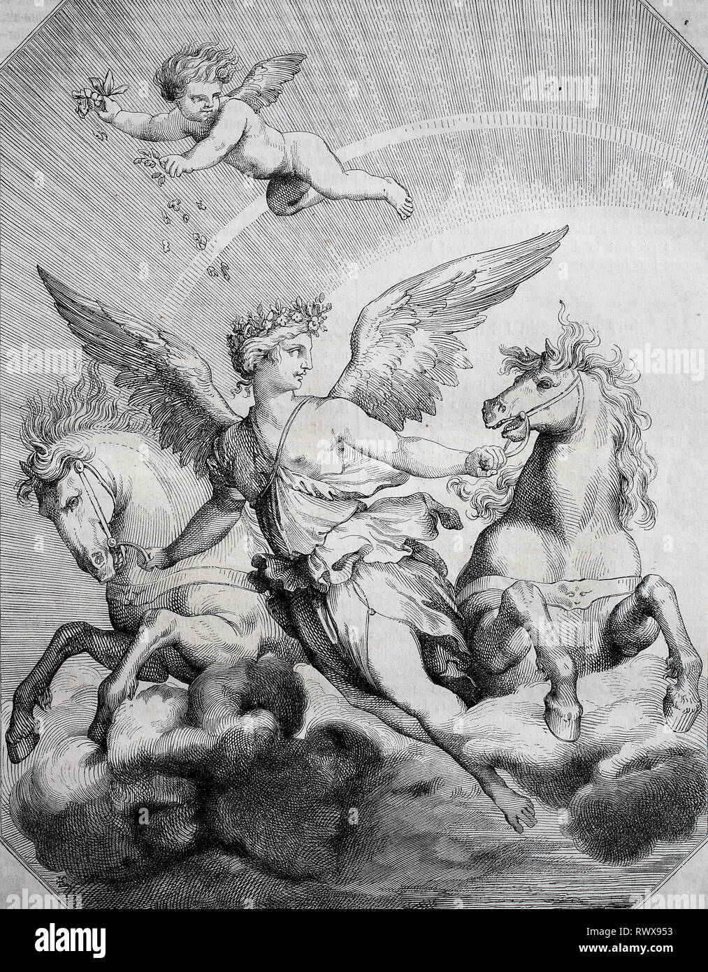 Aurora, GÃ¶ttin der MorgenrÃ¶te, Mythologie/Aurora, der Göttin der Morgenröte in der römischen Mythologie und lateinischen Dichtung Stockfoto