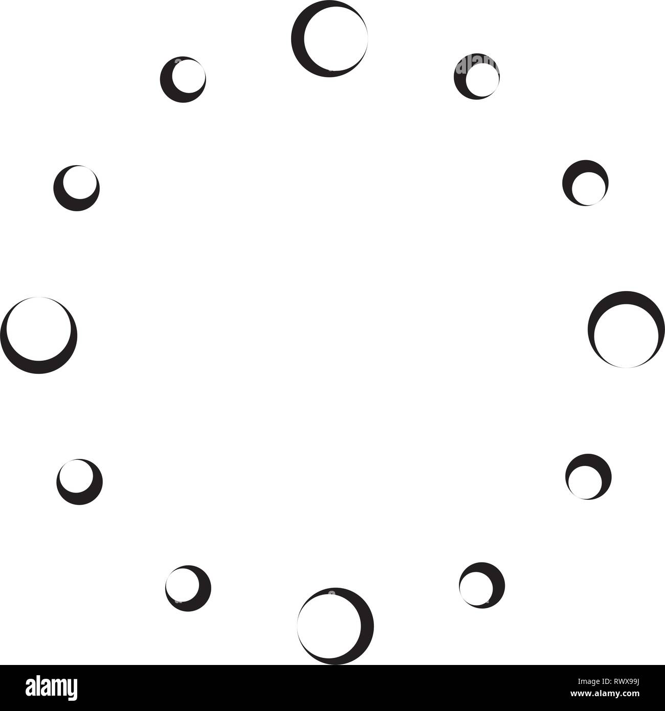 Zifferblatt zwölf rotierende Kreise Stock Vektor