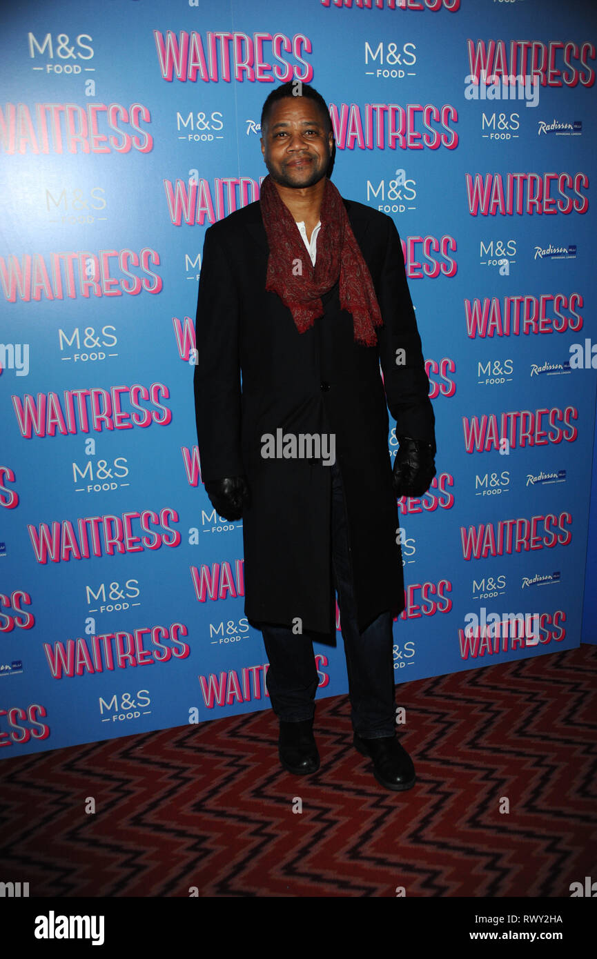 London, Großbritannien. 7 Mär, 2019. Cuba Gooding Jnr während der Kellnerin drücken Sie die Nacht im Adelphi Theatre auf The Strand London gesehen. Credit: Terry Scott/SOPA Images/ZUMA Draht/Alamy leben Nachrichten Stockfoto