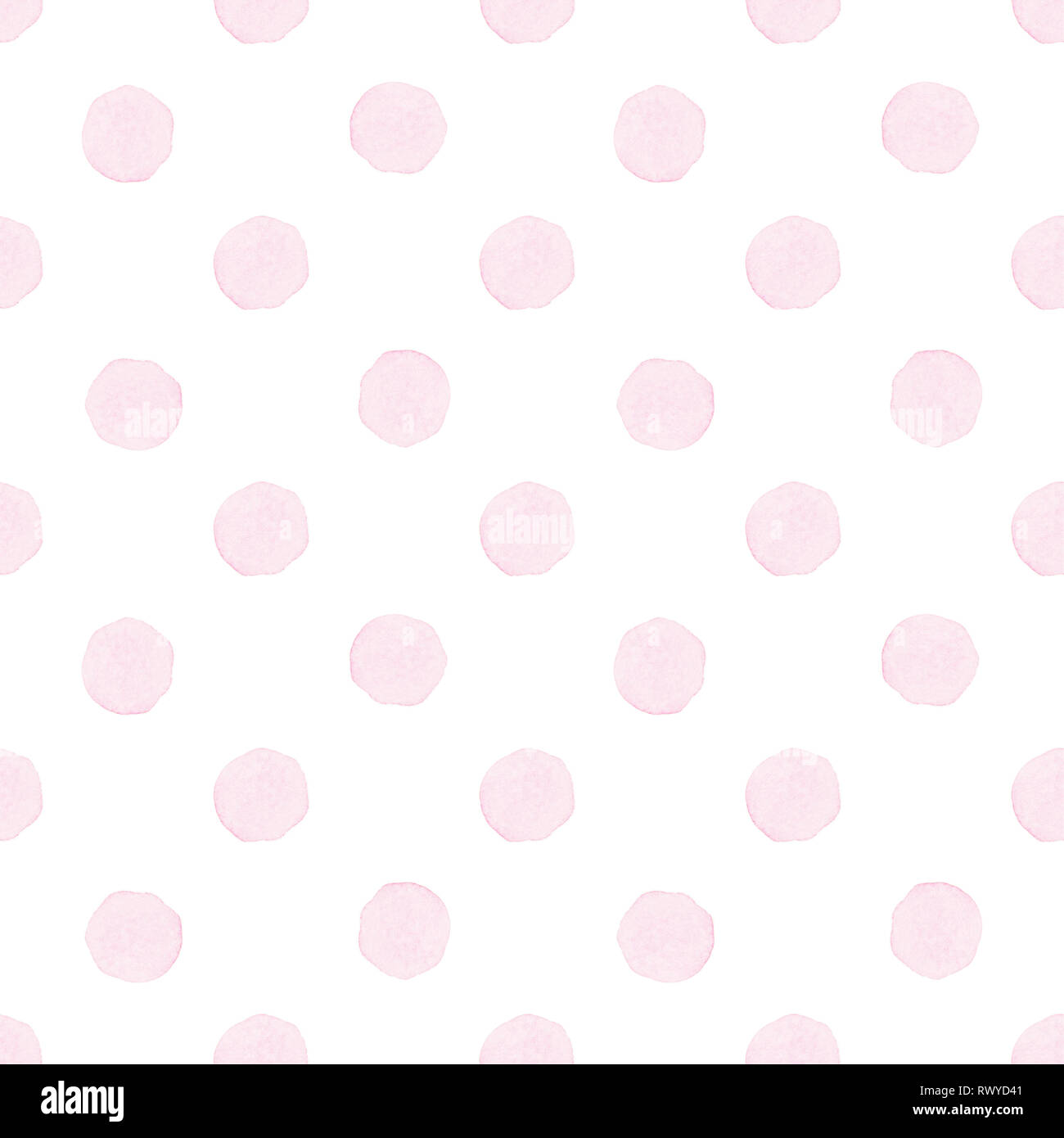 Aquarell Kreise in Pastellfarben. Nahtlose Muster. Aquarell rosa Flecken auf weißem Hintergrund. Stockfoto
