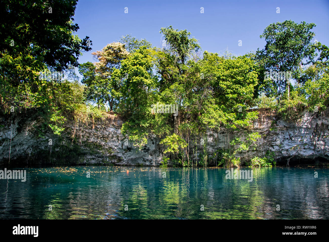 In der Gemeinde von Cabrera, in der Provinz María Trinidad Sánchez, es ist eine der größten Ökotourismus Reichtum im Bereich: Laguna Dudú. Seine kalten, tu Stockfoto