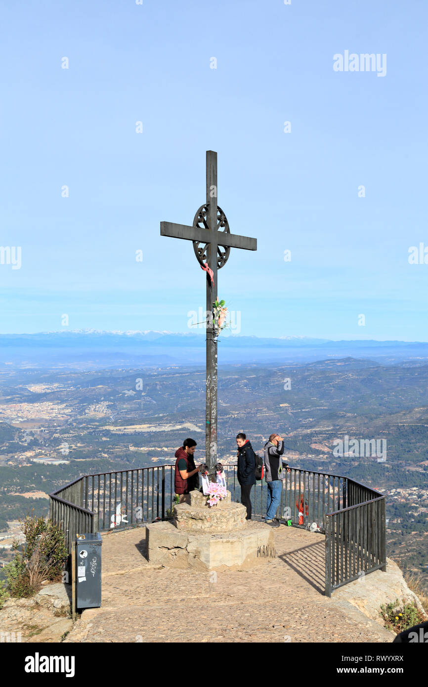 Kreuz des Heiligen Michael, Berg Montserrat, Katalonien, Spanien Stockfoto