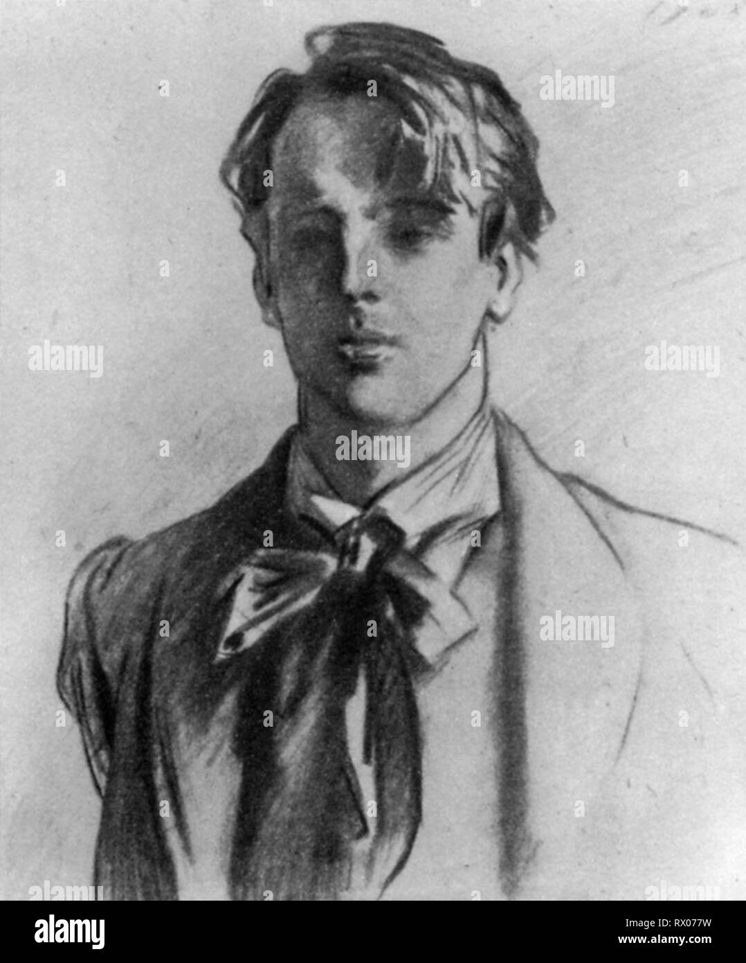 William Butler Yeats (1865-1939), 1908. Von John Singer Sargent (1856-1925). William Butler Yeats, irischer Dichter. Diese Zeichnung von Yeats wurde als Frontispiece zum ersten Band seiner gesammelten Gedichte (1908) in Auftrag gegeben. Stockfoto
