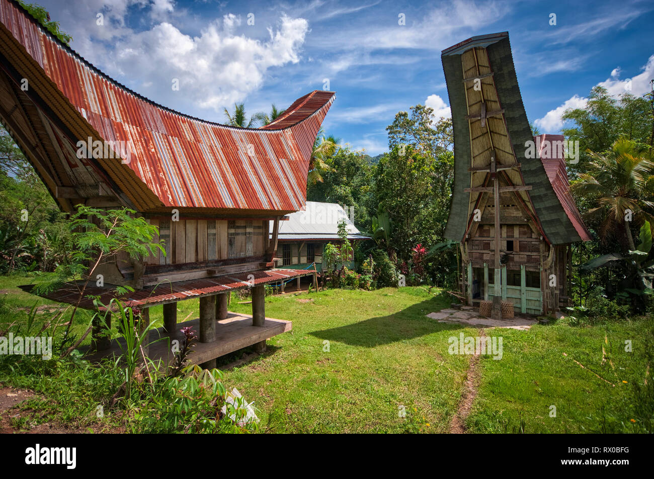 Tana Toraja Regency ist eine Regentschaft von South Sulawesi Provinz von Indonesien, und die Heimat der Toraja ethnische Gruppe. Kete Kesu ist ein Muss. Stockfoto