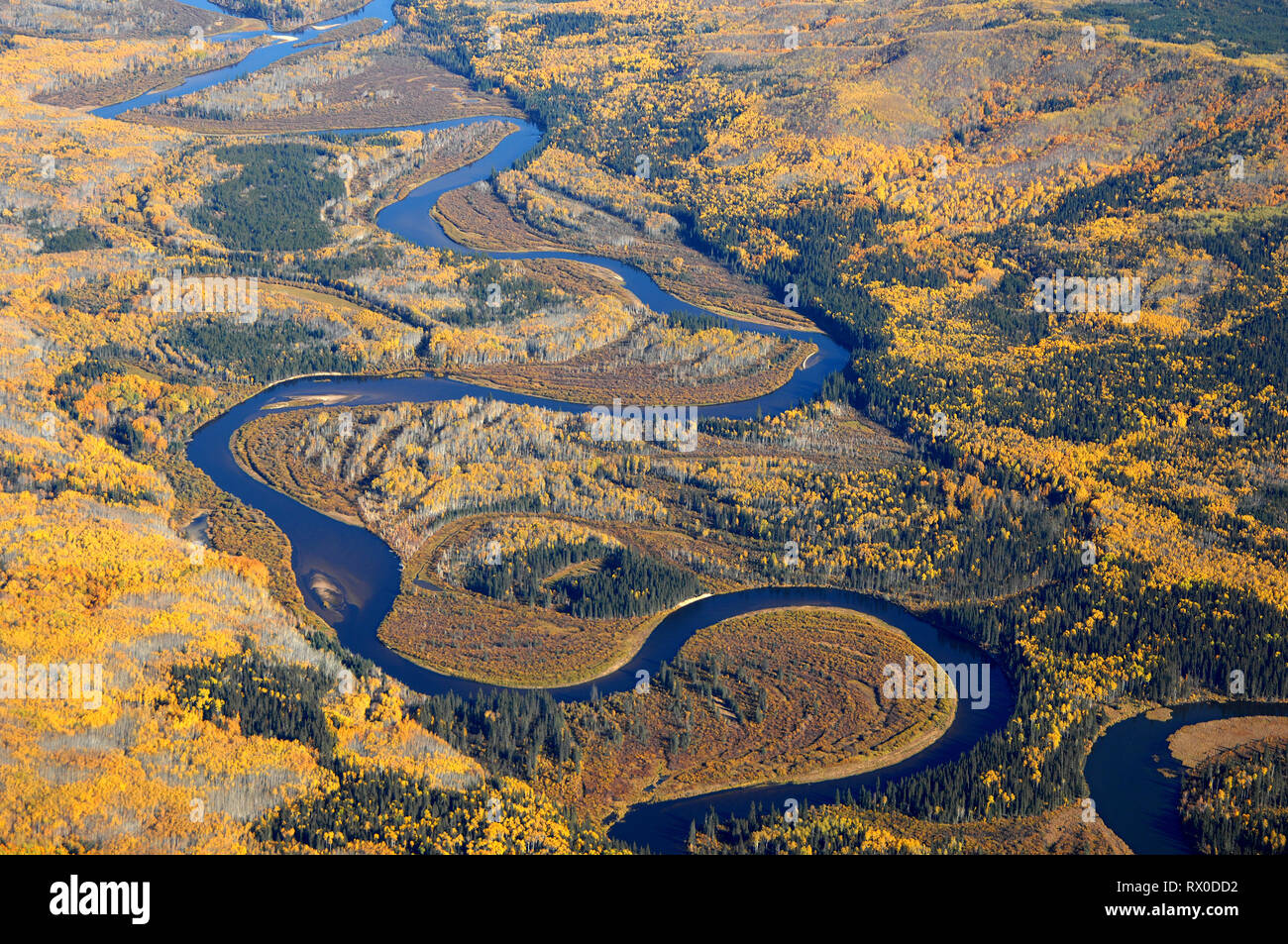 Antenne, Clearwater River, NW des Lac La Loche, Saskatchewan Stockfoto