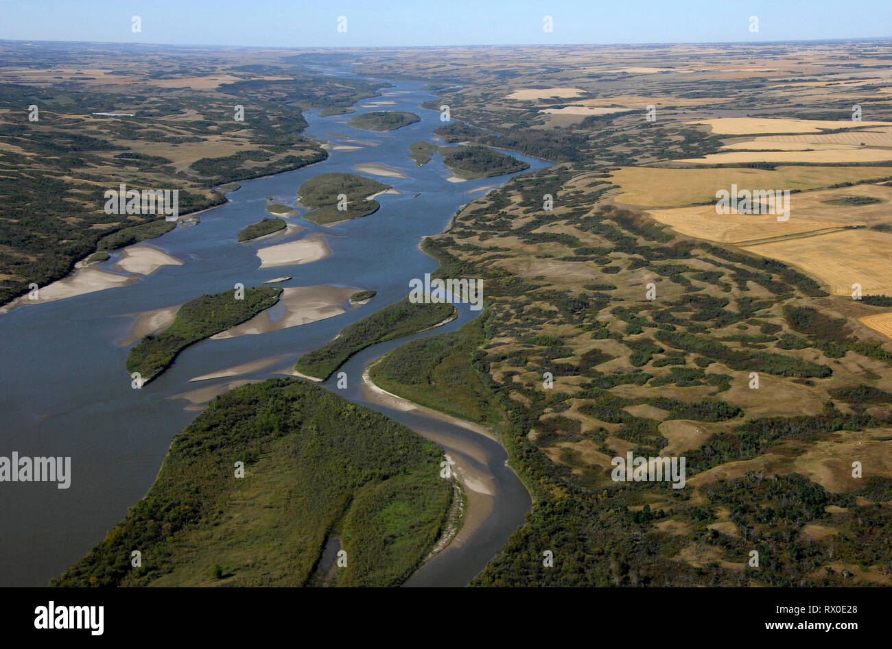 Antenne, North Saskatchewan River, südlich von Fielding, Saskatchewan Stockfoto