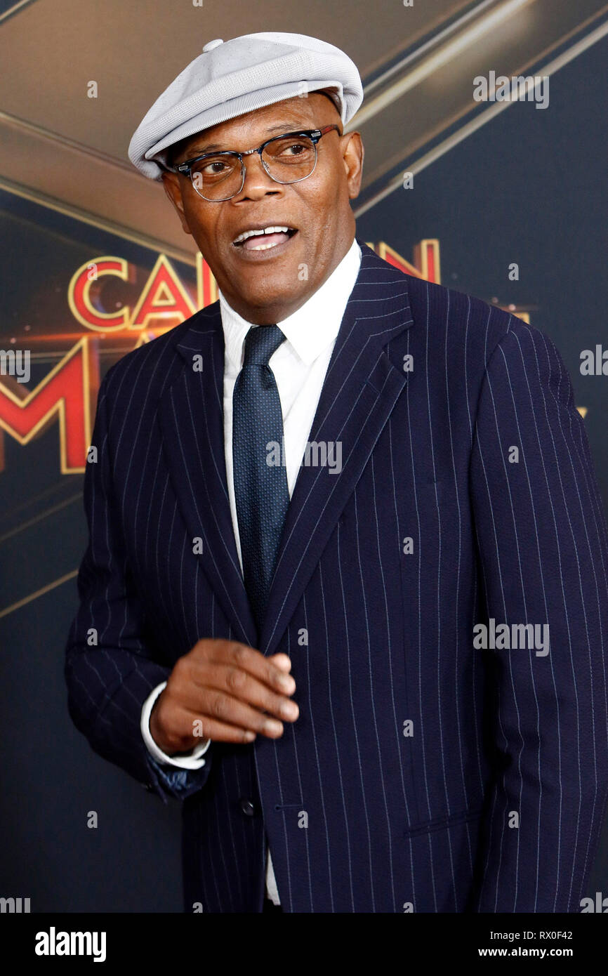 Samuel L. Jackson die Teilnahme an der "Captain Marvel" Weltpremiere auf El Captian Theater auf März 4,2019 in Los Angeles, Kalifornien. Stockfoto