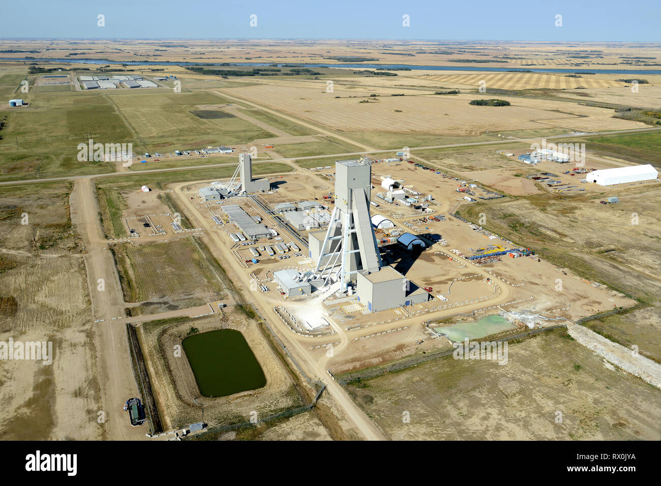 Antenne, Bau, BHP Billiton Kali, Jansen, Saskatchewan Stockfoto
