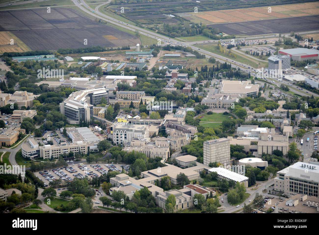 Antenne, Universität von Saskatchewan, Saskatoon, Saskatchewan, Kanada Stockfoto