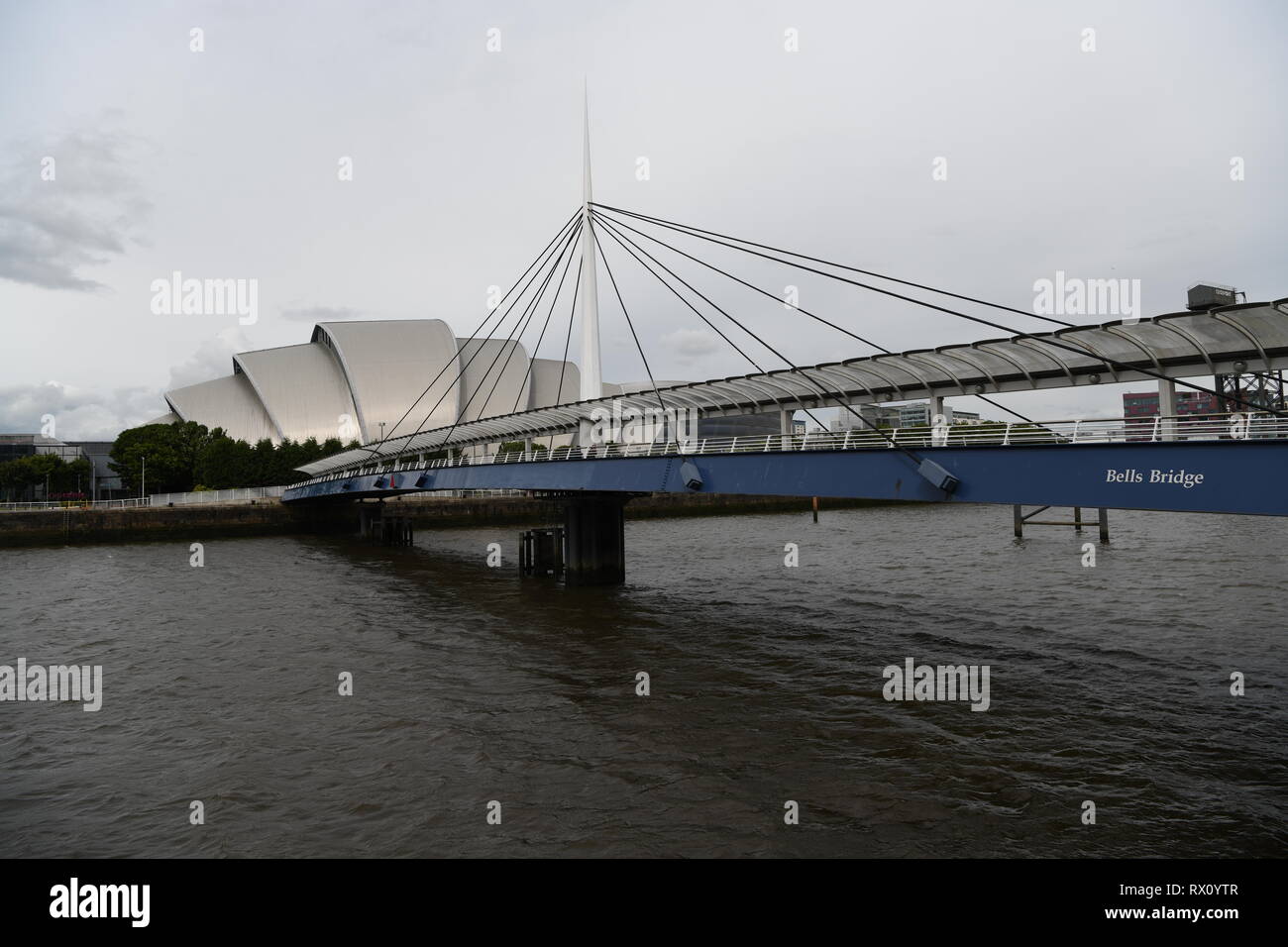 Bell's Bridge, Brücke überspannt den Fluss Clyde in Glasgow. Stockfoto