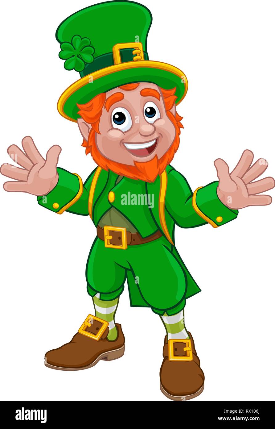 Leprechaun St Patricks Day Zeichentrickfigur Stock Vektor