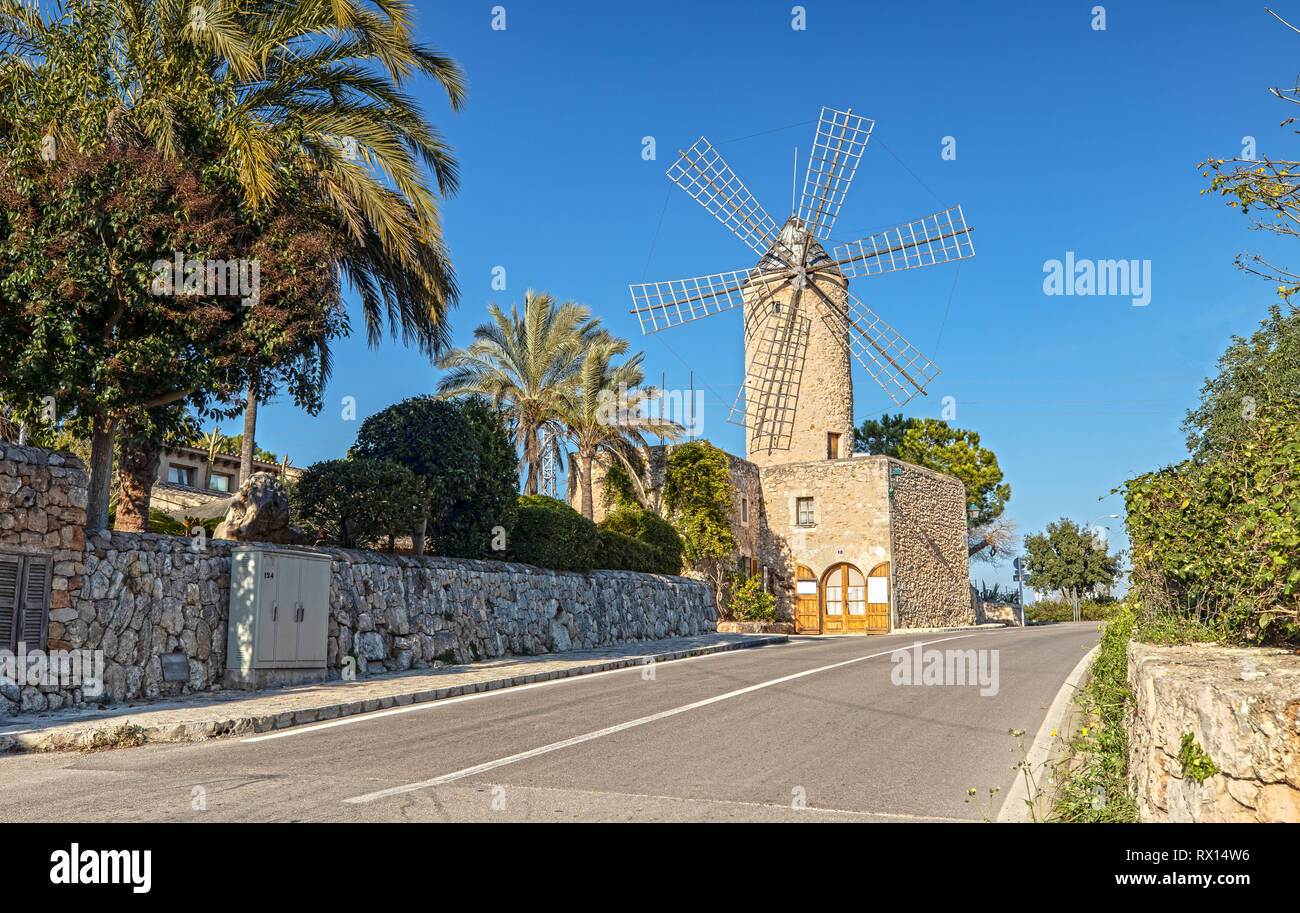 Windmühle in Sineu, Mallorca, Spanien Stockfoto