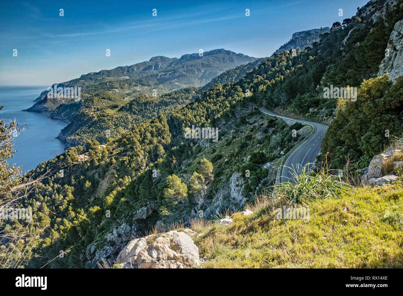 Blick über die Berge der Serra de Tramuntana von Mirador de Ricardo Roca  auf Mallorca, Spanien Stockfotografie - Alamy