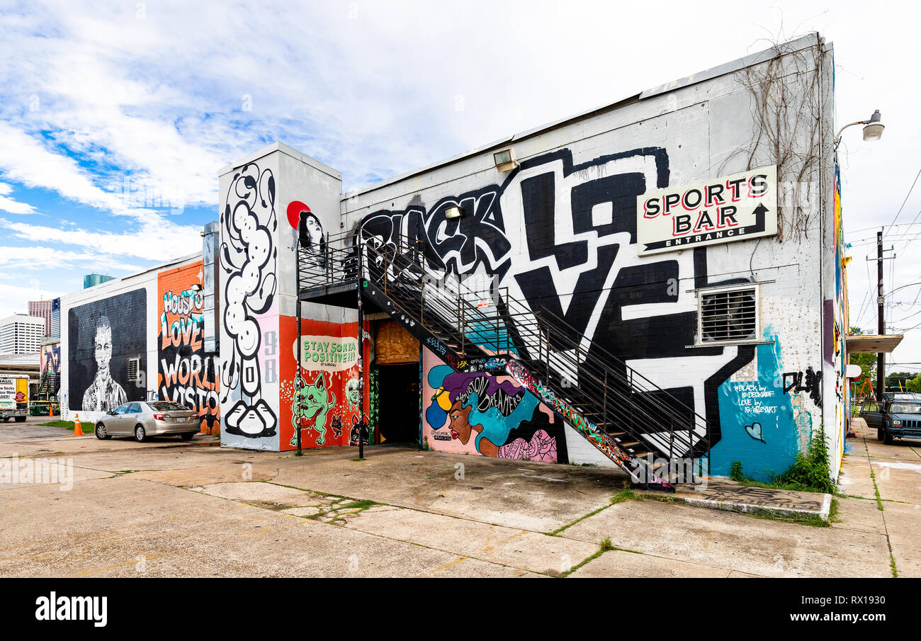 Schwarz liebe Graffiti durch einige talentierte Künstler in der Innenstadt von Houston, TX Stockfoto