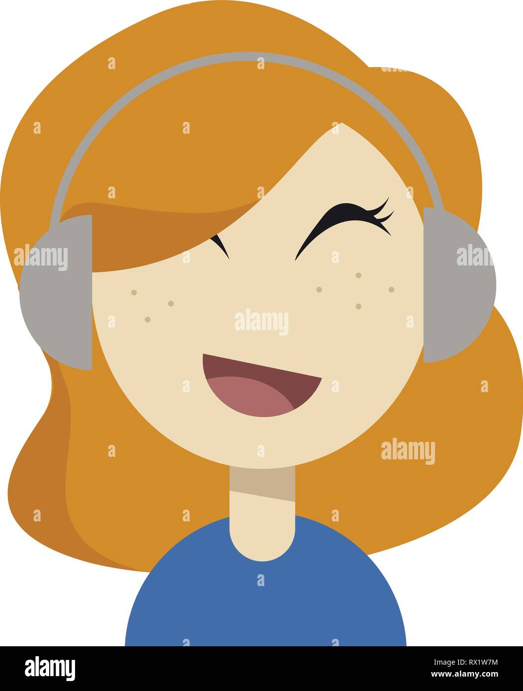 Mädchen Kopfhörer hören von Rock oder Pop Musik Stock Vektor