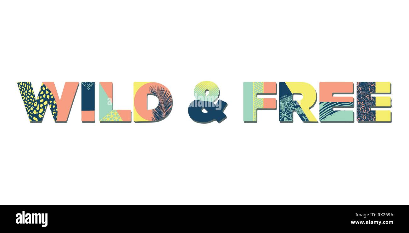 Wilde und freie Vektorbeschriftung. Motivierende und inspirierende Typografie im Collagenstil. Motivationszitat. Moderne junge Kalligraphie. Für Karte verwenden Stock Vektor