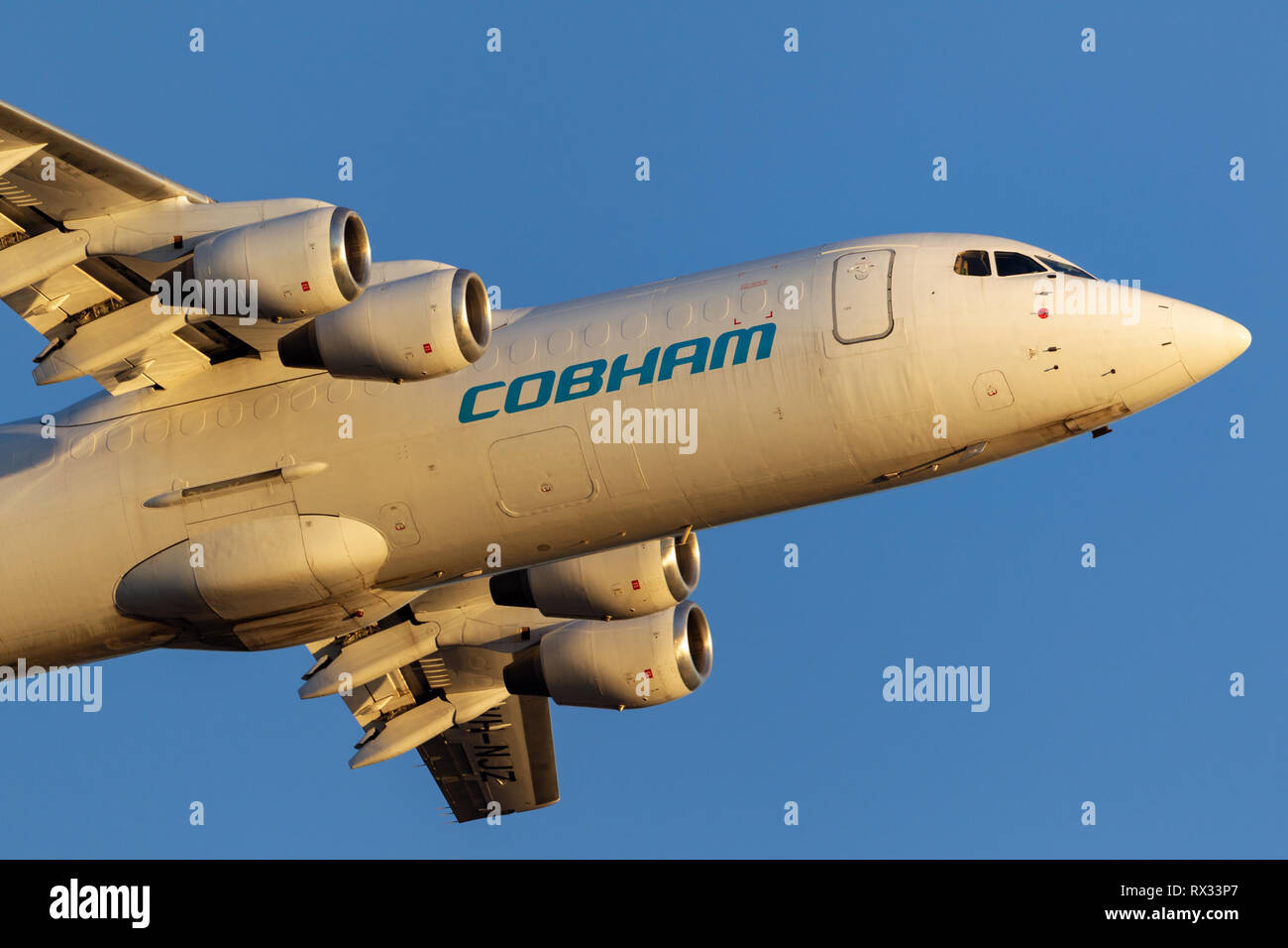 Cobham Aviation British Aerospace Flugzeuge 146-300 VH-NJZ vom Flughafen Adelaide. Stockfoto