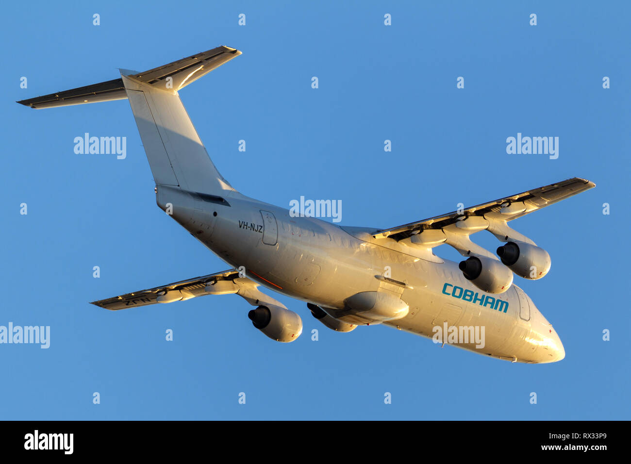 Cobham Aviation British Aerospace Flugzeuge 146-300 VH-NJZ vom Flughafen Adelaide. Stockfoto