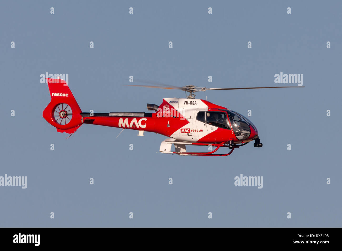 Motor Unfall Kommission (MAC) Rescue Helicopter Service Eurocopter EC-130B4 Hubschrauber VH-OSA. Stockfoto