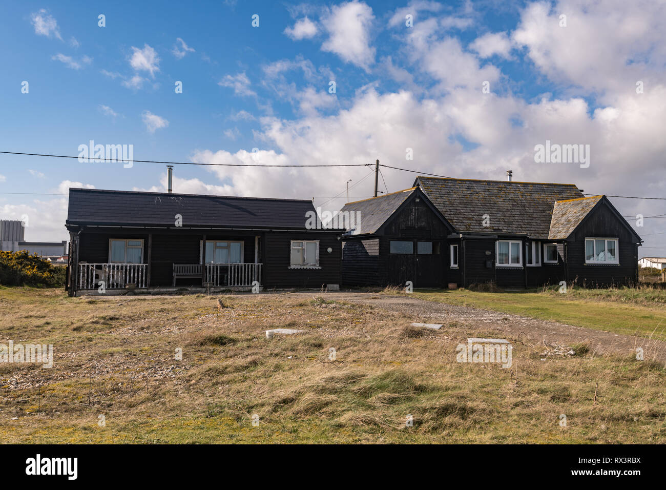 Derek Jarmans Garten und Wohnung, Prospect Cottage, Dunghness, Kent, Großbritannien Stockfoto