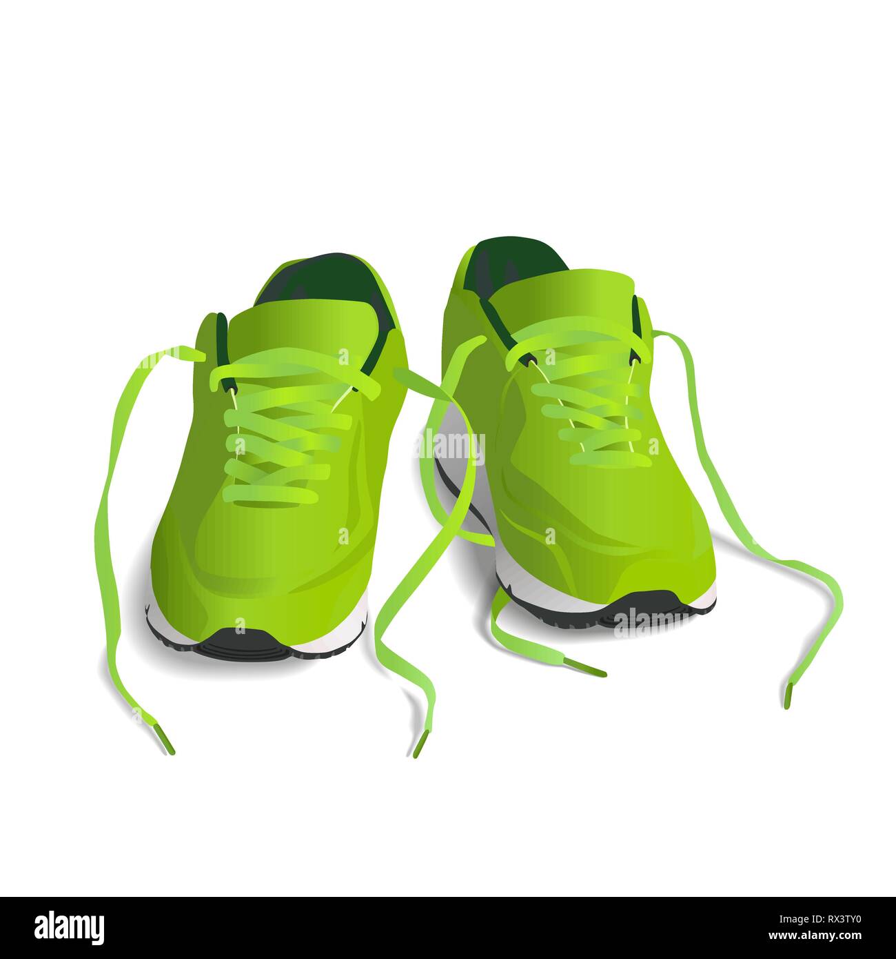 Grün Sport Schuhe. Laufschuh, Sneaker auf weißem Hintergrund Stock Vektor