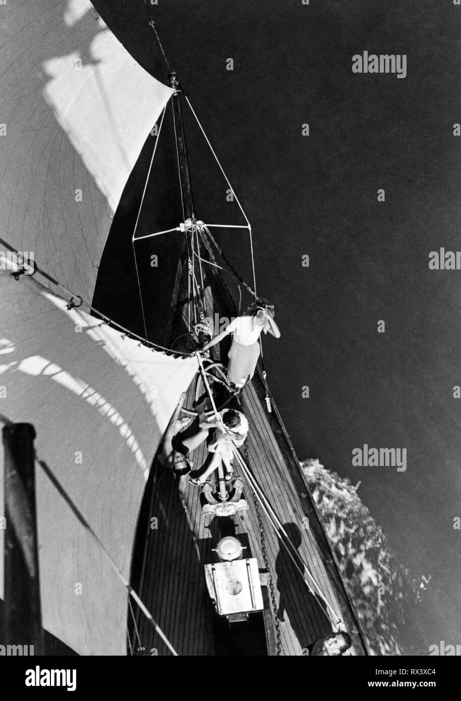 Segelboot, Lagune von Venedig, Venetien, Italien 1955 Stockfoto