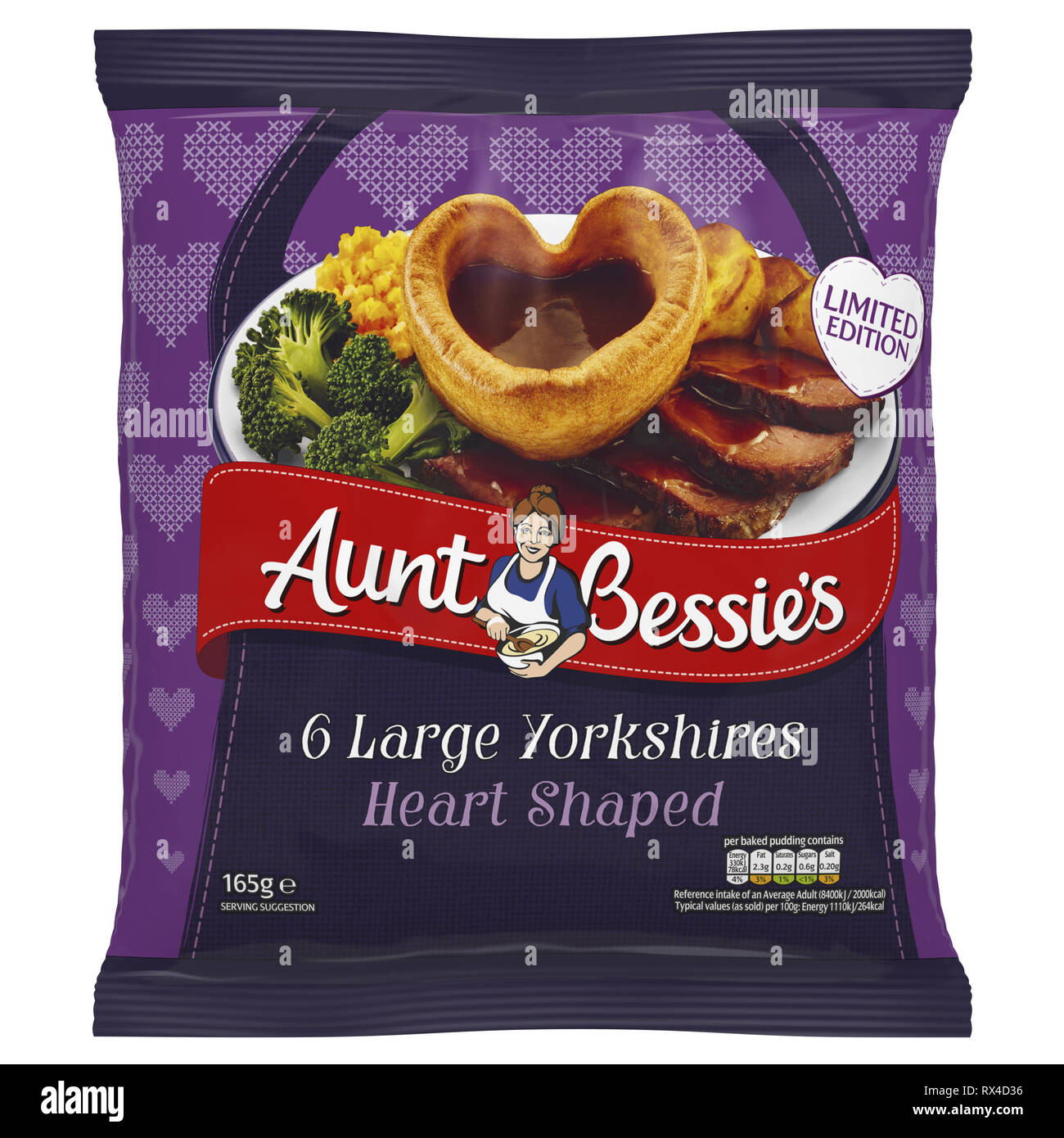 Tante Bessie's ist die Verbreitung der Liebe am Valentinstag, mit dem Start seines limited edition Herzförmige Yorkshires. Und mit einer wachsenden Zahl von Briten wählen Valentinstag zu Hause zu feiern, Tante Bessie neue Herzförmige Yorkshire Puddings sind die perfekte Ergänzung zu jedem Abendessen bei Kerzenschein. Jede Pudding ist aus beliebten Tante Bessie Rezept, das hat die ganze Familie seit 1995. Die einfach zu bedienende Beilage zubereiten geben Zeit - Armen Briten die Gewissheit der köstlichen Yorkshires in nur 5 Minuten, sodass noch mehr Zeit, eine Nacht der Romantik zu genießen. Wo: Vereinigtes Königreich Stockfoto