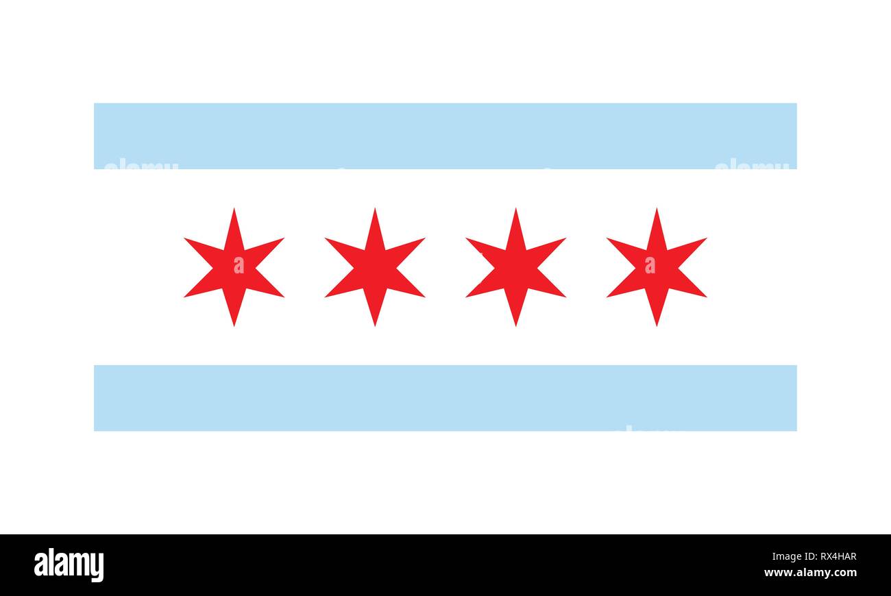 Vektor Flagge Chicago einfache flache Design Illustration isoliert auf weißem Hintergrund Stock Vektor