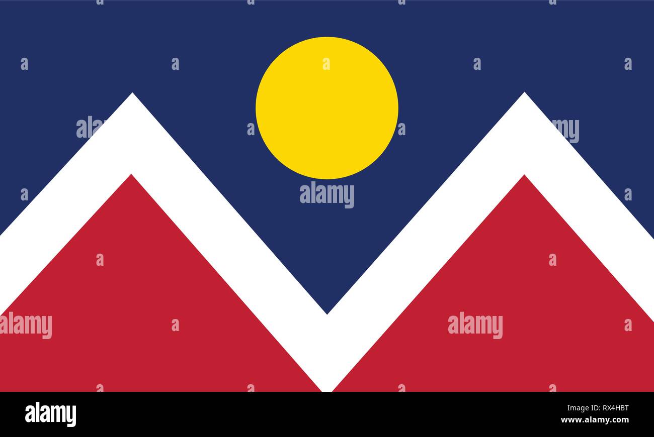 Vektor Flagge von Denver einfache flache Design Illustration isoliert auf weißem Hintergrund Stock Vektor