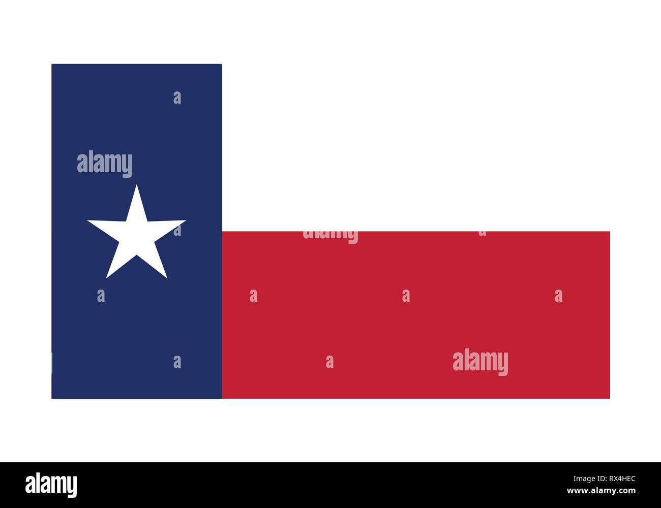 Vektor Flagge Texas einfache flache Design Illustration isoliert auf weißem Hintergrund Stock Vektor