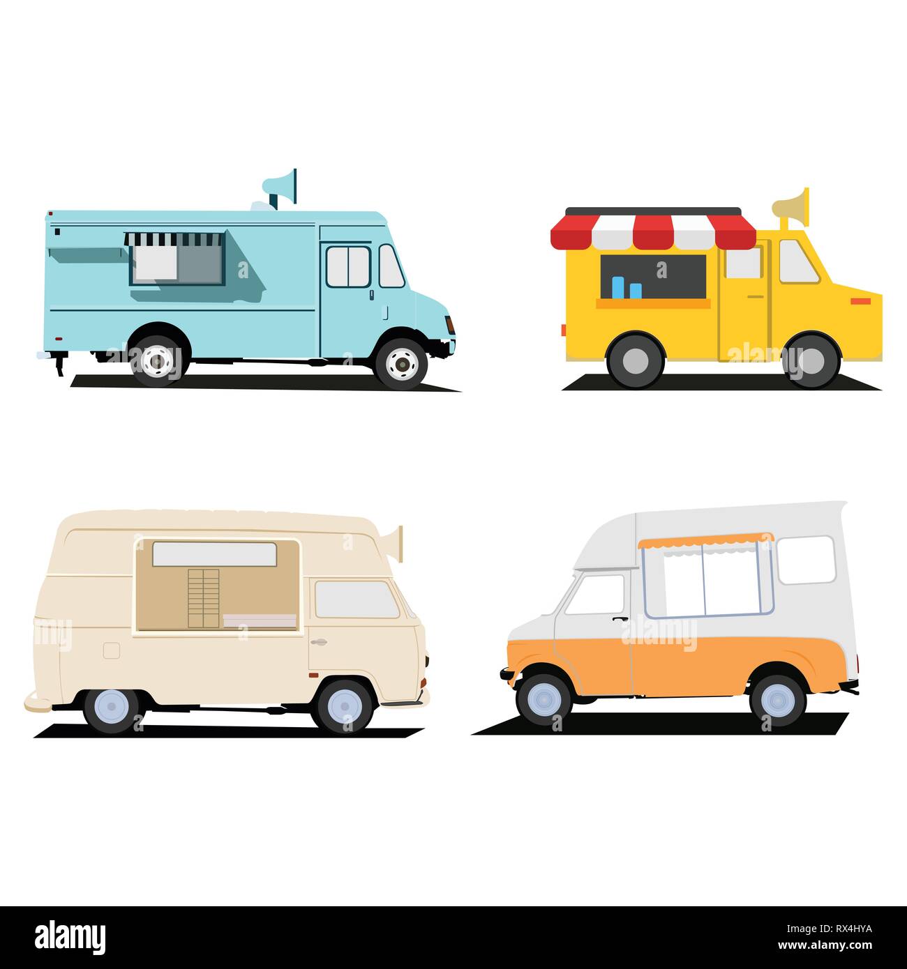 Flache essen Lkw illustration Vektor Designs. verspielt und farbenfroh Stock Vektor