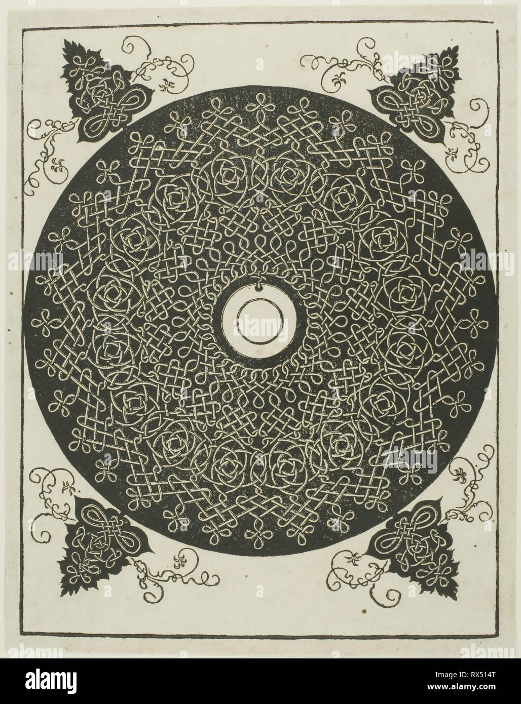 Der dritte Knoten. Albrecht Dürer; Deutsch, 1471-1528. Datum: 1507. Abmessungen: 273 × 212 mm (Bild); 288 × 227 mm (Blatt). Holzschnitt in Schwarz auf Elfenbein Bütten. Herkunft: Deutschland. Museum: Das Chicago Art Institute. Stockfoto