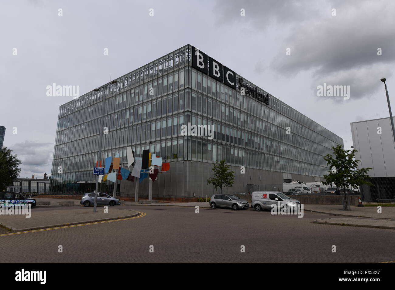 BBC Pacific Quay. BBC Schottland Hauptquartier auf den Fluss Clyde in Glasgow. Von Gordon Brown im September 2007 eröffnet. Stockfoto