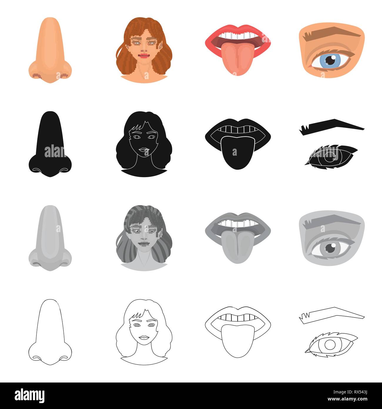 Vector Illustration von Körper und Symbol. Sammlung von Körper und ...