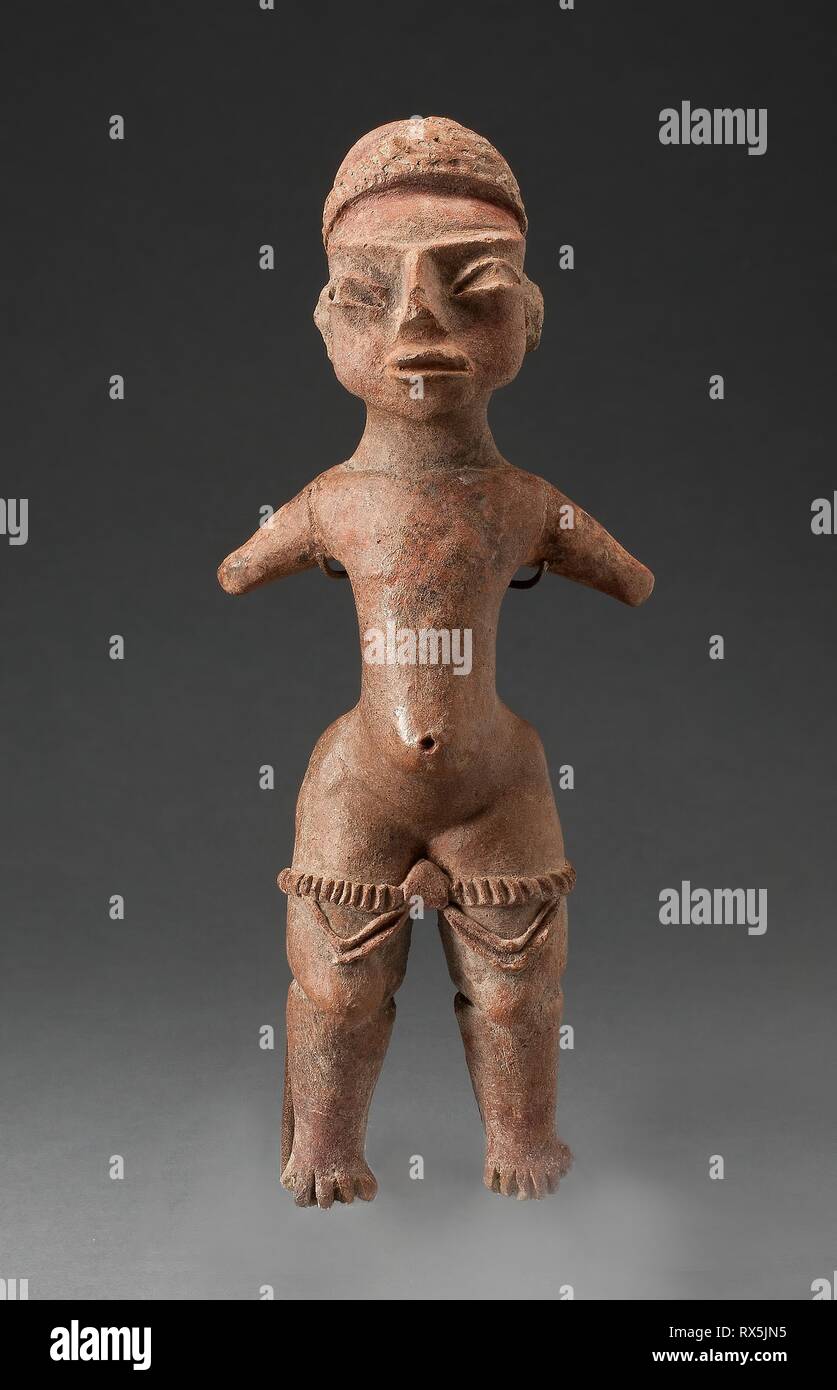 Stehende Figur. Puebla, Mexiko. Datum: 300 AD-500AD. Abmessungen: H 20 cm (7 7/8 in.). Keramik- und pigment. Herkunft: Puebla. Museum: Das Chicago Art Institute. Stockfoto