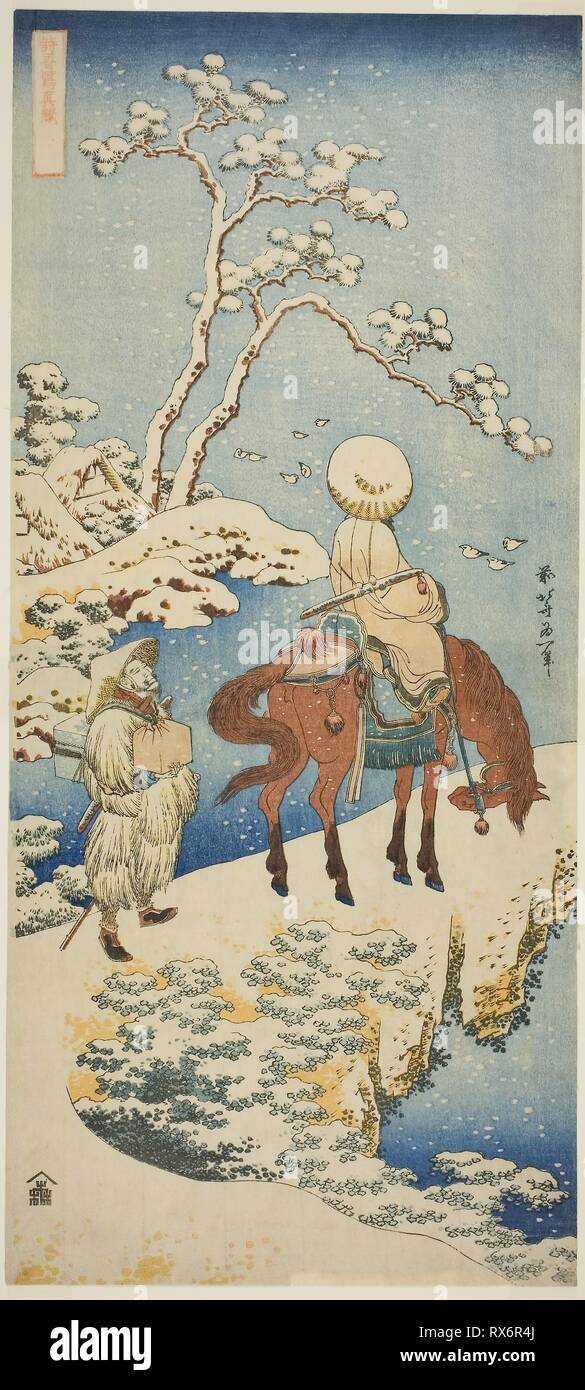 Reiter im Schnee, aus der Serie "Ein echter Spiegel der Japanischen und Chinesischen Gedichte (Shiika shashin Kyo)". Katsushika Hokusai?? ??; Japanisch, 1760-1849. Datum: 1828-1839. Abmessungen: 50 x 22,4 cm. Farbe holzschnitt; vertikale nagaban. Herkunft: Japan. Museum: Das Chicago Art Institute. Stockfoto