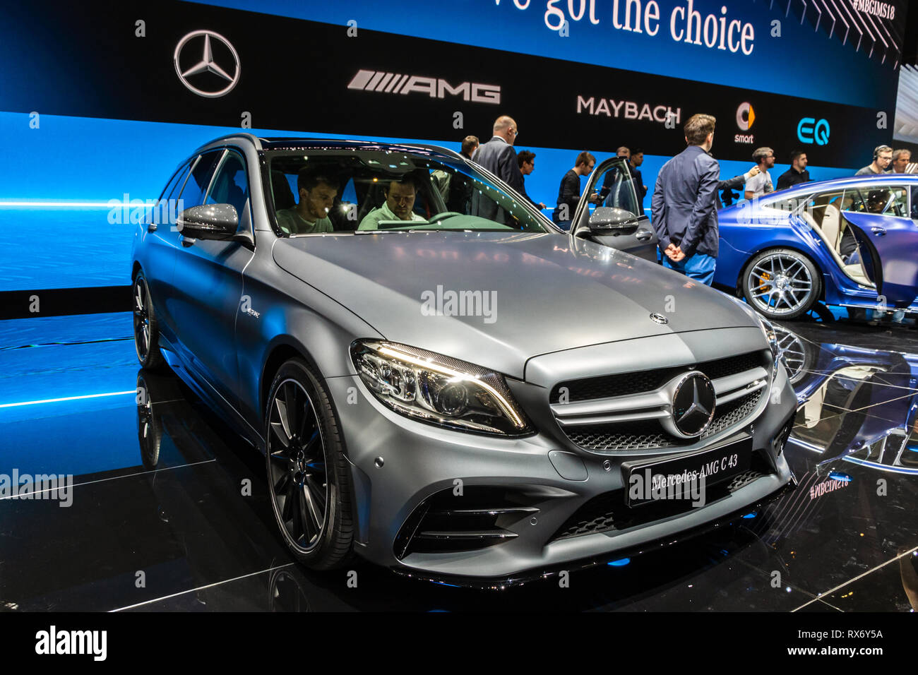 Genf, Schweiz - 6. MÄRZ 2018: Mercedes AMG C43 Auto auf dem 88. Internationalen Automobilsalon in Genf präsentiert. Stockfoto