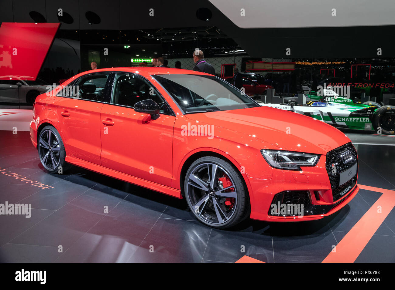 Genf, Schweiz - 6. MÄRZ 2018: Audi RS3 Sportback Quattro Auto auf dem 88.  Internationalen Automobilsalon in Genf präsentiert Stockfotografie - Alamy