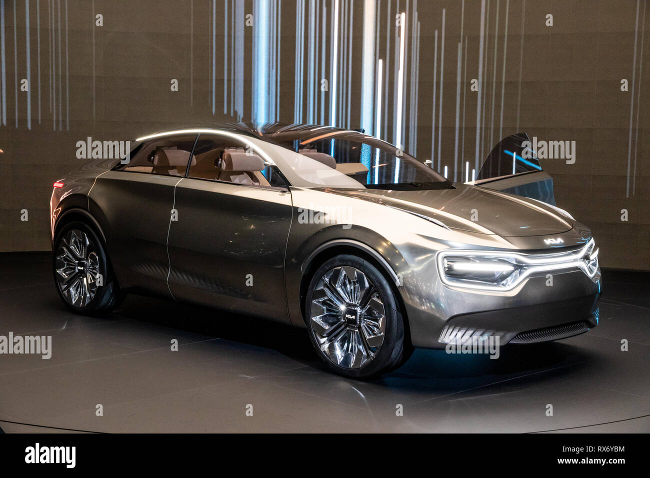 Genf, Schweiz - 5. MÄRZ 2019: Kia Concept Car reveiled auf dem 89. Internationalen Automobilsalon in Genf. Stockfoto