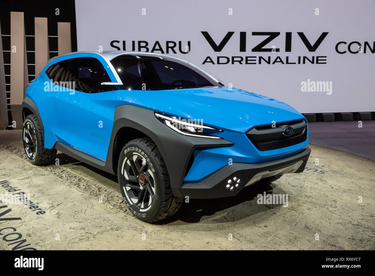 Genf, Schweiz - 5. März, 2019: Subaru Viziv Adrenalin Concept Car, das erstmals auf dem 89. Internationalen Automobilsalon in Genf präsentiert. Stockfoto