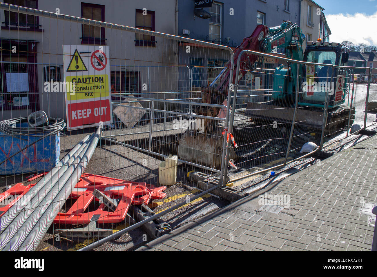 Straßenarbeiten verursacht Störung auf einem hohen Straße. bandon West Cork Irland Stockfoto