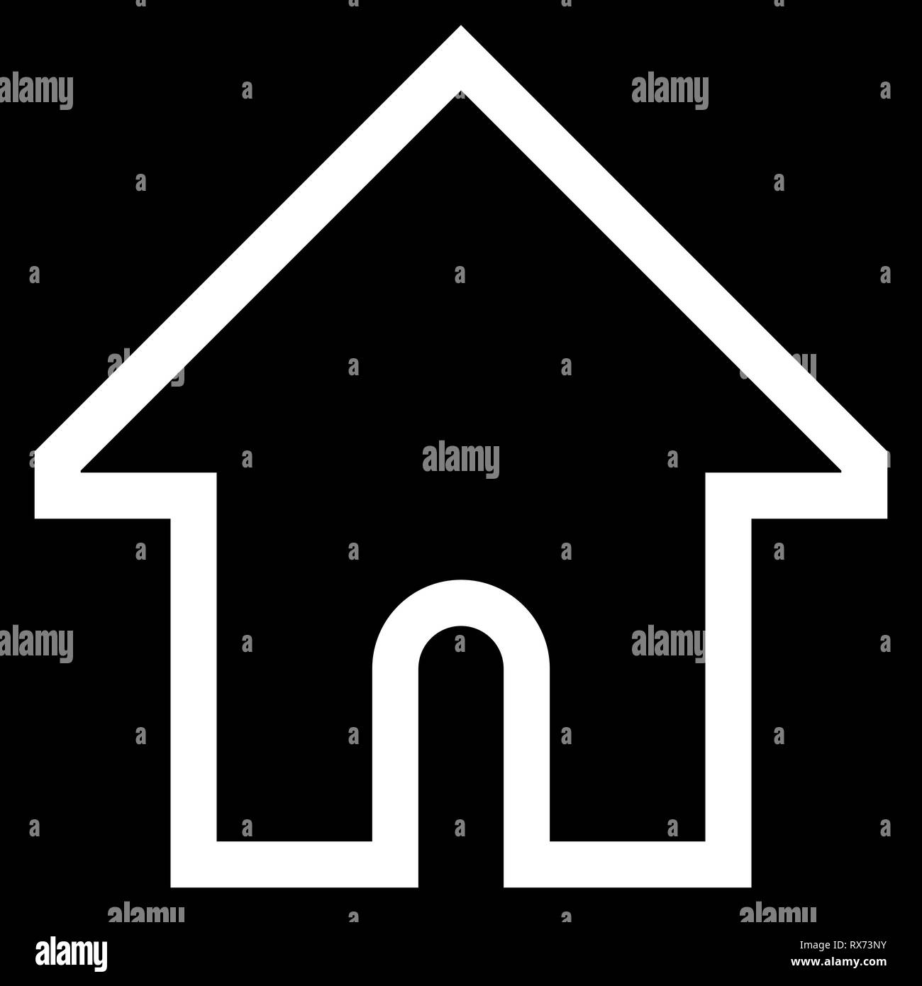 Home Symbol - Weiß einfache Umrisse, isoliert - Vector Illustration Stock Vektor