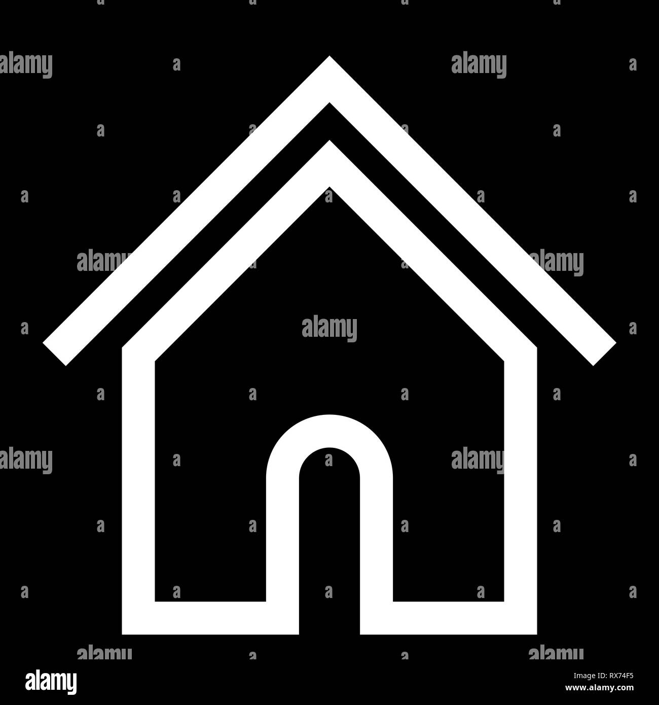 Home Symbol - Weiß einfache Umrisse, isoliert - Vector Illustration Stock Vektor