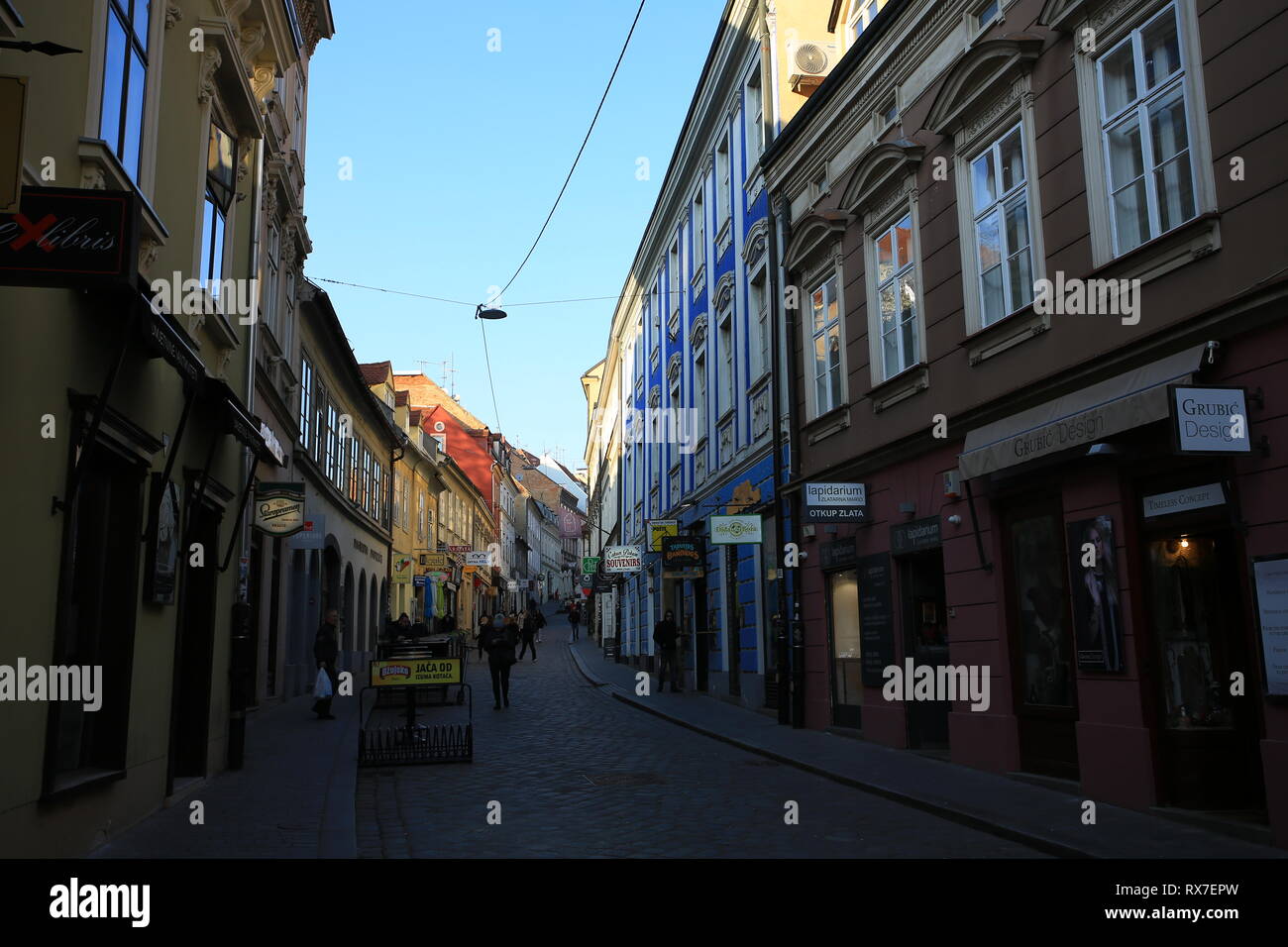 Die Ansicht der Radiceva Straße in Zagreb. Die berühmte Straße in Zagreb Stockfoto