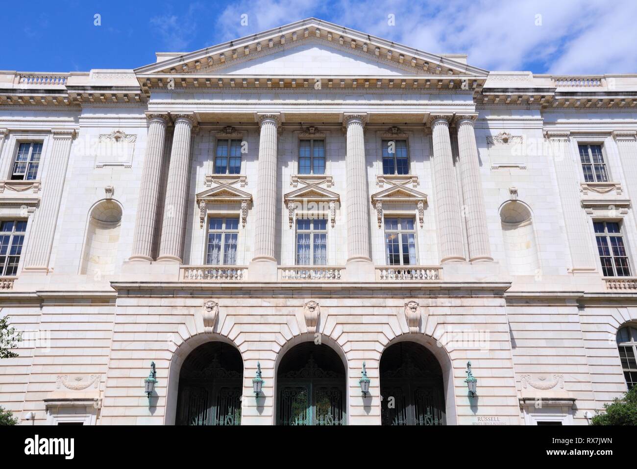 Washington DC, die Hauptstadt der Vereinigten Staaten. Regierungsgebäude - Russell Senate Office Building. Stockfoto