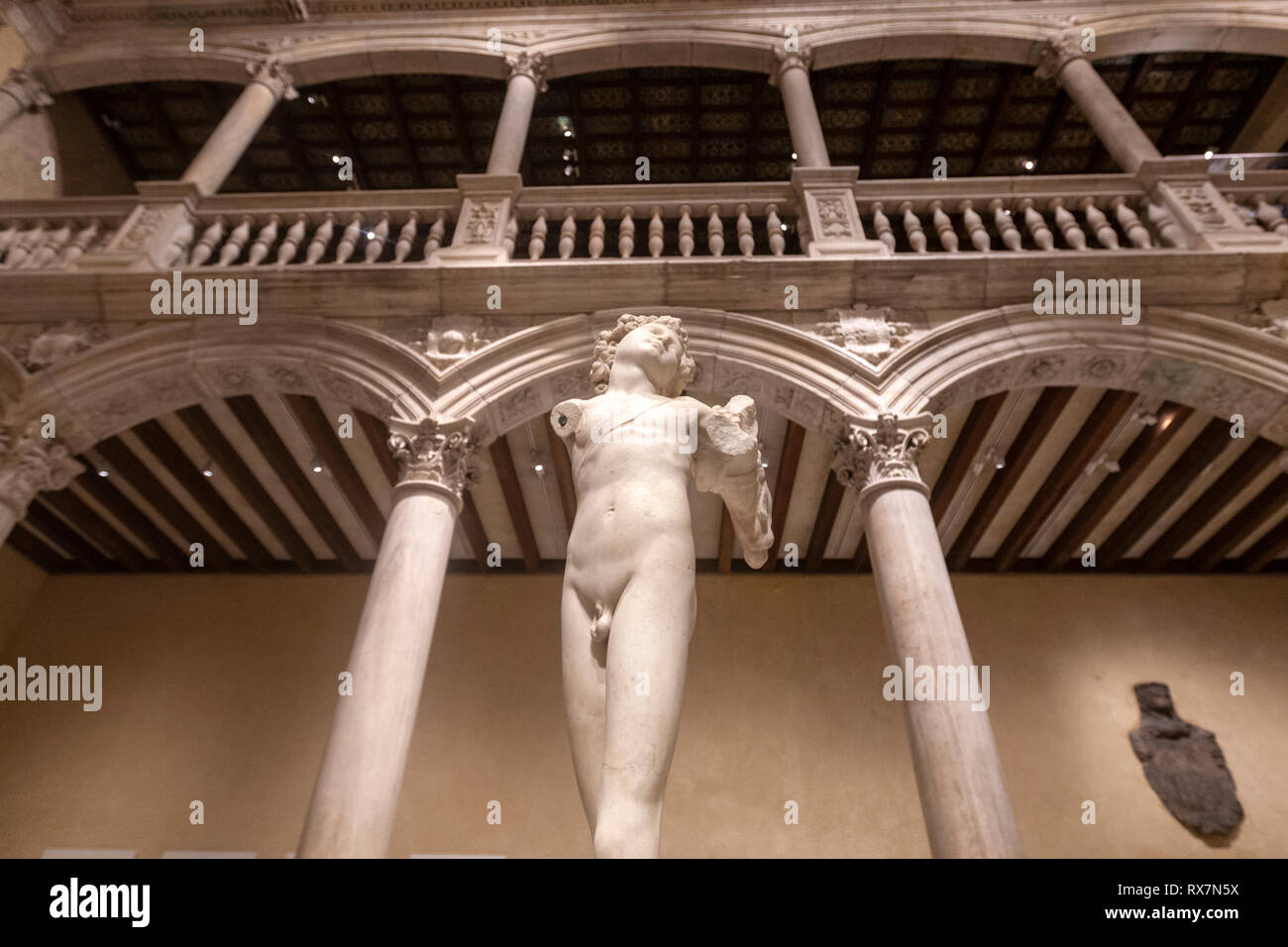 Marmorskulptur im Innenhof vom Schloss von Velez Blanco, das Metropolitan Museum der Kunst, Manhattan, New York USA Stockfoto