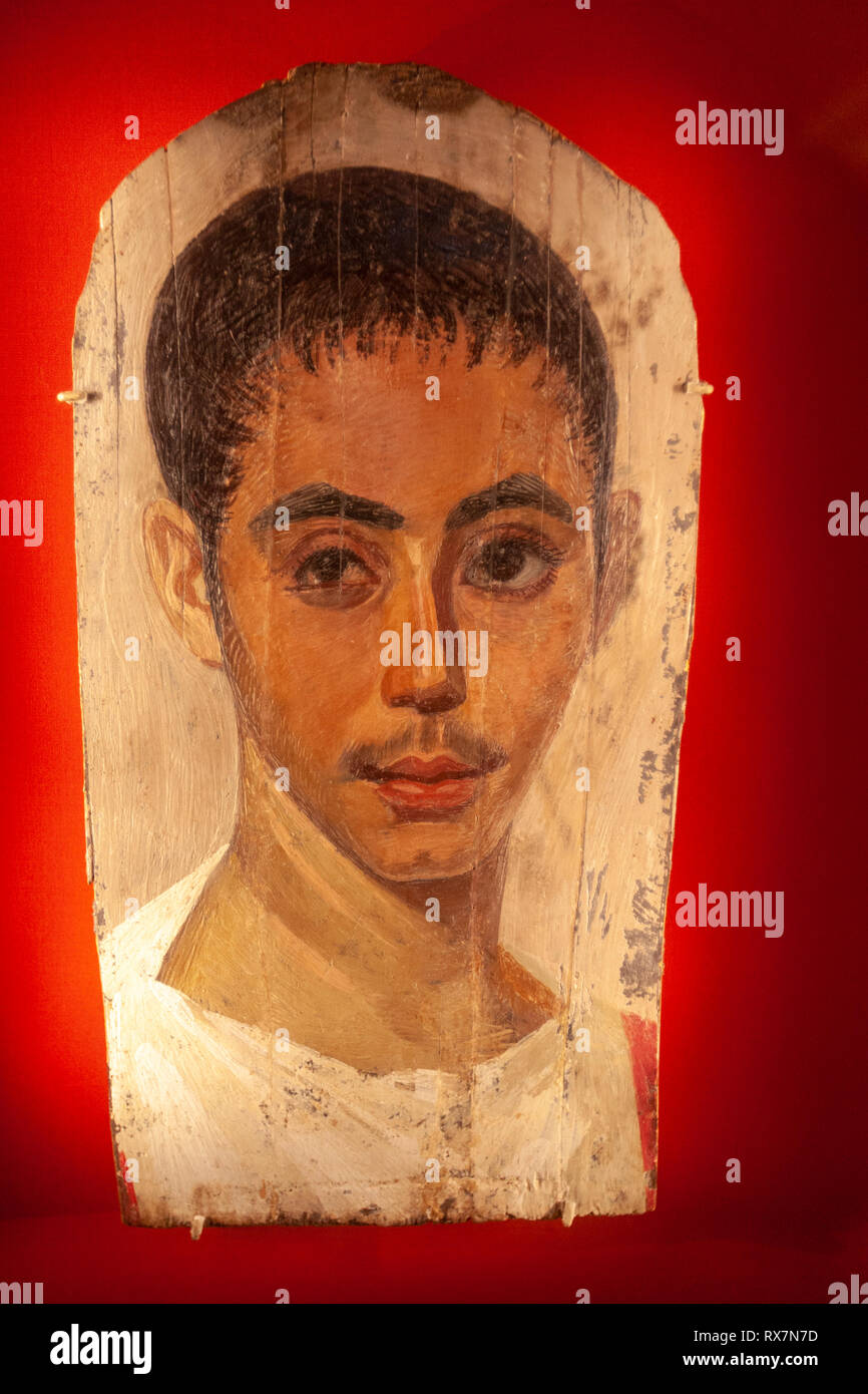 Porträt einer Jugend mit einer chirurgischen Schnitt in einem Auge, aus Ägypten, das Metropolitan Museum der Kunst, Manhattan, New York USA Stockfoto