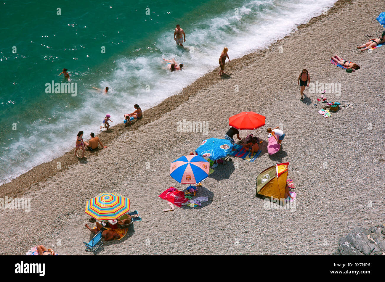 Strand San Cristobal, Almuñecar, Provinz Granada, Andalusien, Spanien, Europa Stockfoto