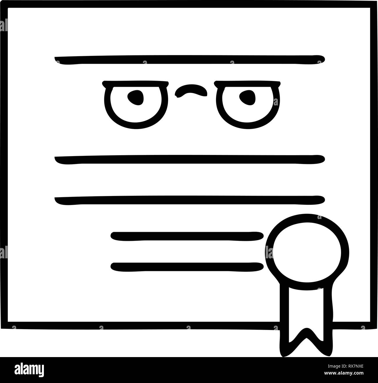 Zeichnung Cartoon von einem Abschluss Diplom Stock Vektor