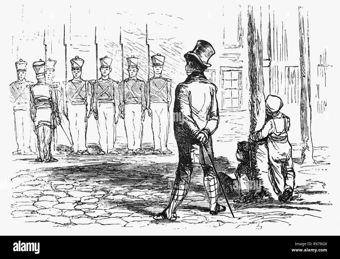 Gerade die Niederländische wachen auf Parade. Von der Camera Obscura, einem Gebäude aus dem 19. Jahrhundert Sammlung niederländischer humorvoll - realistische Essays, Erzählungen und Skizzen, in denen Hildebrand, der Autor, einen ironischen Blick auf das Verhalten der "well-to-do' nimmt, finden Sie bürgerlichen und ohne ein gutes Wort für Sie. Stockfoto